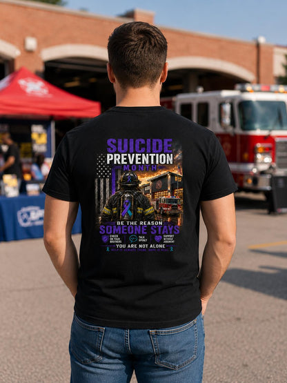 Firefighter Suicide Prevention Month Shirt – Be the Reason Someone Stays, Mental Health Awareness T-Shirt