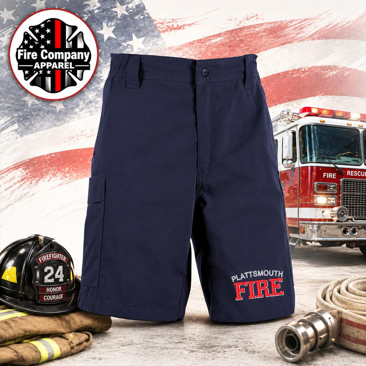 Firefighter Shorts | Tru-Spec Tactical Shorts | Custom Department Name | FIRE Embroidered | Fire Company Apparel