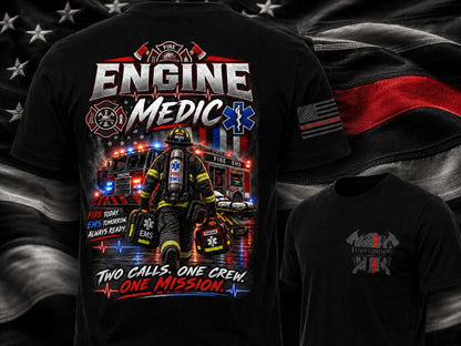 Engine Medic Firefighter T-Shirt | Firefighter EMS Shirt | Fire Department Paramedic Tee | First Responder Gift | Firefighter Apparel