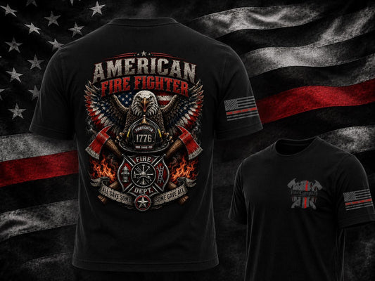 American Firefighter Shirt, Bald Eagle Fireman Tee, 1776 Firefighter Gift