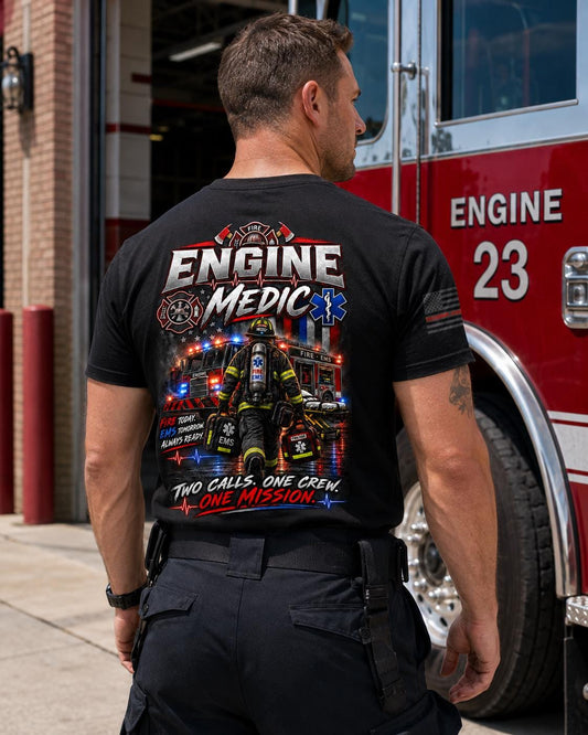 Engine Medic Firefighter T-Shirt | Firefighter EMS Shirt | Fire Department Paramedic Tee | First Responder Gift | Firefighter Apparel