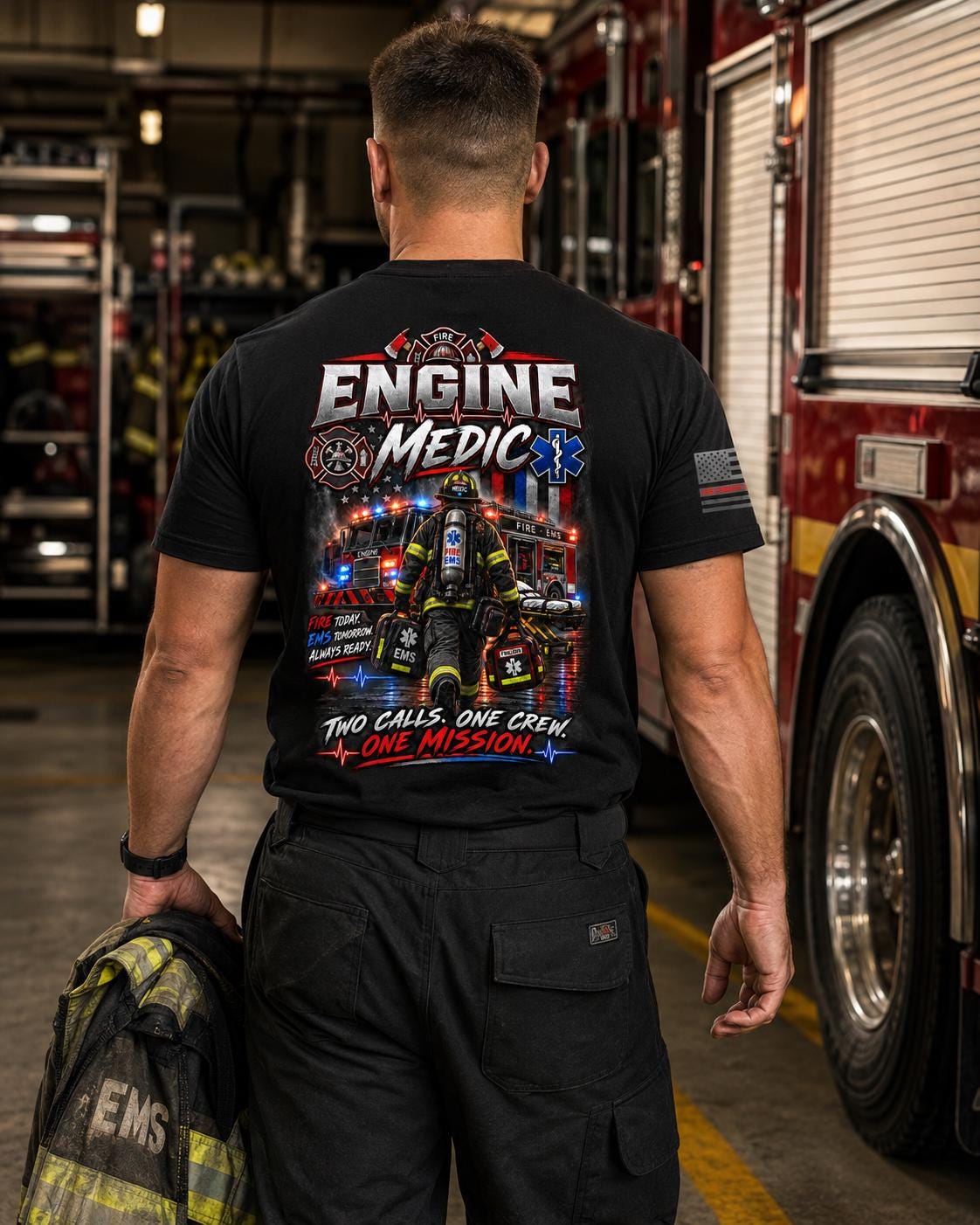 Engine Medic Firefighter T-Shirt | Firefighter EMS Shirt | Fire Department Paramedic Tee | First Responder Gift | Firefighter Apparel