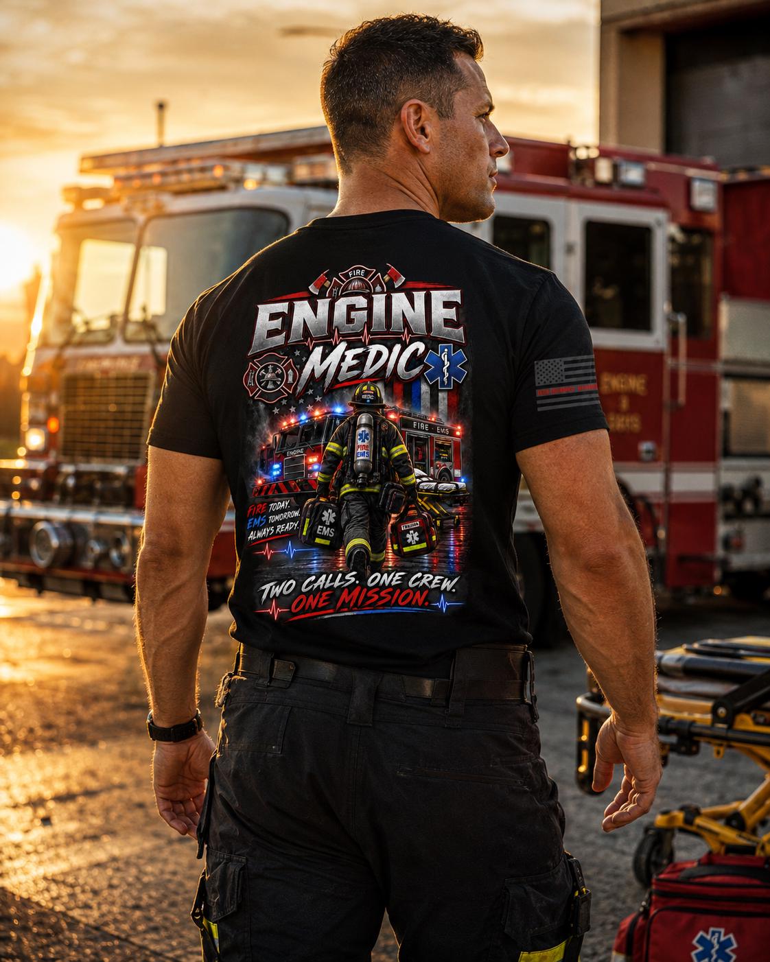 Engine Medic Firefighter T-Shirt | Firefighter EMS Shirt | Fire Department Paramedic Tee | First Responder Gift | Firefighter Apparel