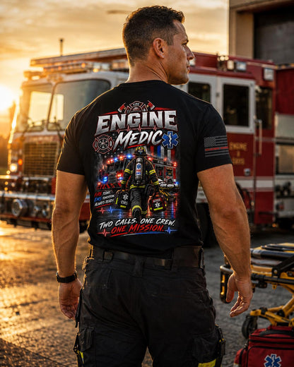 Engine Medic Firefighter T-Shirt | Firefighter EMS Shirt | Fire Department Paramedic Tee | First Responder Gift | Firefighter Apparel