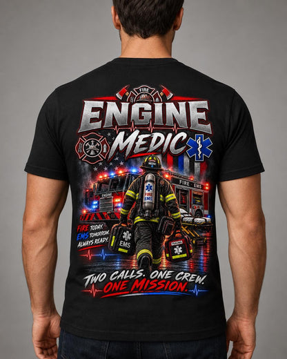 Engine Medic Firefighter T-Shirt | Firefighter EMS Shirt | Fire Department Paramedic Tee | First Responder Gift | Firefighter Apparel