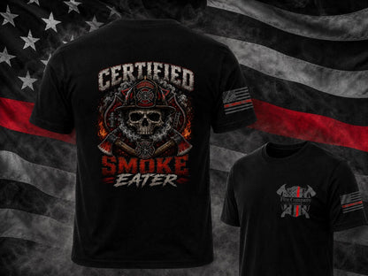 Certified Smoke Eater Firefighter Shirt | Fireman Gift | Skull Tee | Firehouse Apparel | First Responder