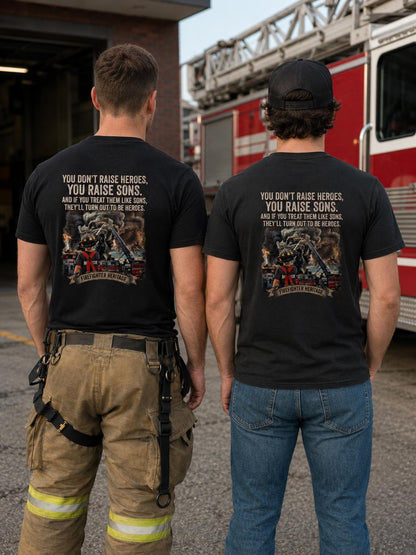 Raise Sons Who Become Heroes Shirt | Firefighter Dad T-Shirt | Firefighter Family Gift