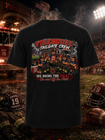 Firefighter Tailgate Crew Shirt | Firehouse BBQ Tee | Game Day Firehouse Shirt