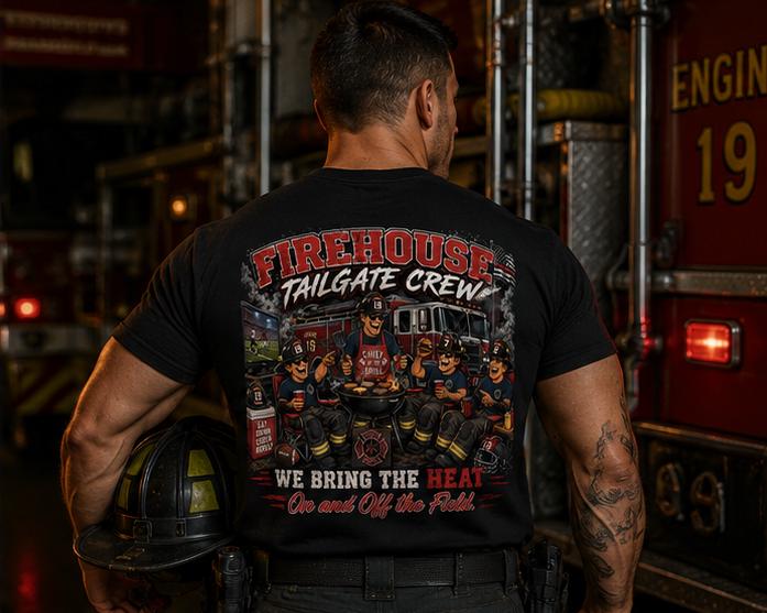 Firefighter Tailgate Crew Shirt | Firehouse BBQ Tee | Game Day Firehouse Shirt