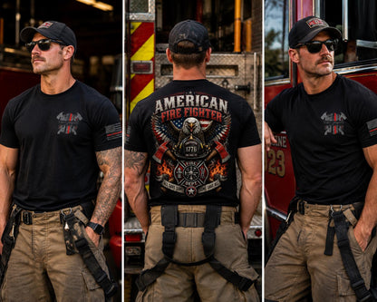 American Firefighter Shirt, Bald Eagle Fireman Tee, 1776 Firefighter Gift