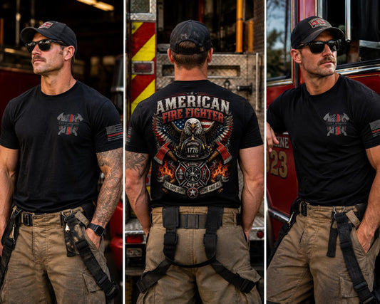 American Firefighter Shirt, Bald Eagle Fireman Tee, 1776 Firefighter Gift