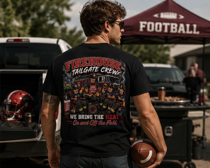 Firefighter Tailgate Crew Shirt | Firehouse BBQ Tee | Game Day Firehouse Shirt
